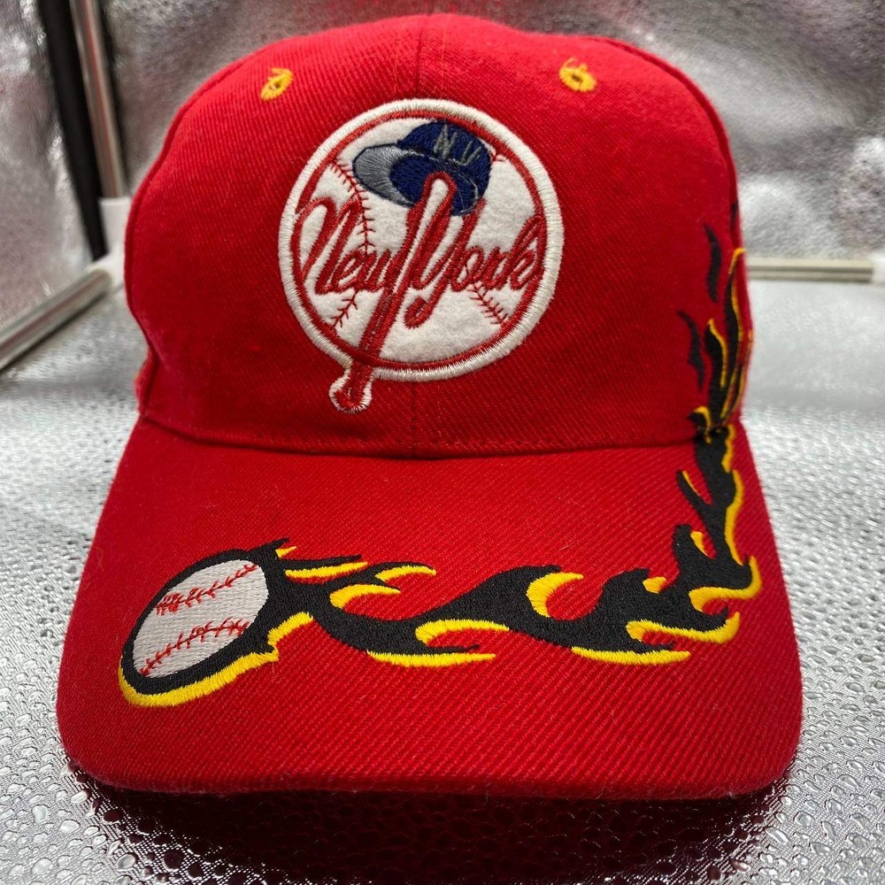 Vintage New York Tiger Cap Inc Baseball Hat Men OS Red Flaming Baseball Snapback